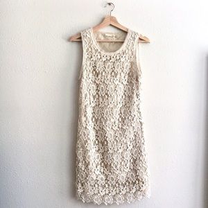 Lush Dress Lace Crochet Cream Sleeveless Midi